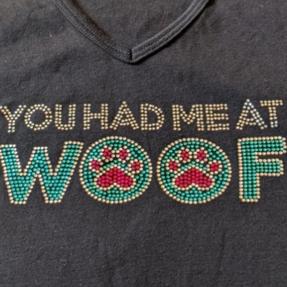 BLING!  You had me at Woof! Fitted Tee Shirt - Picture 2 of 6